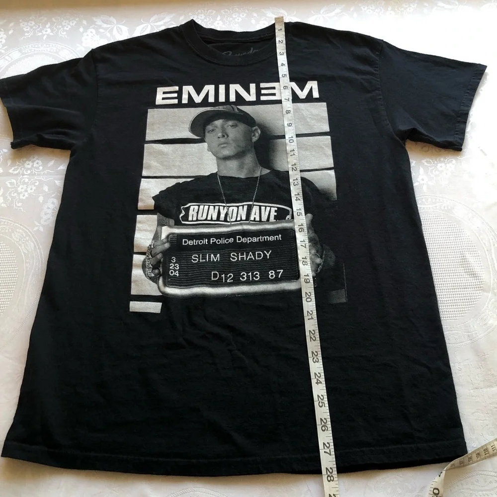 Bravado Black Cotton Vintage Y2K Graphic Tee EMINEM Slim Shady Mugshot Design